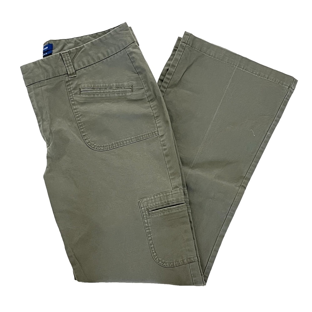 Dockers Women's Cargo Pants 12 Green Favorite Fit Flat Front Slightly Flared Leg